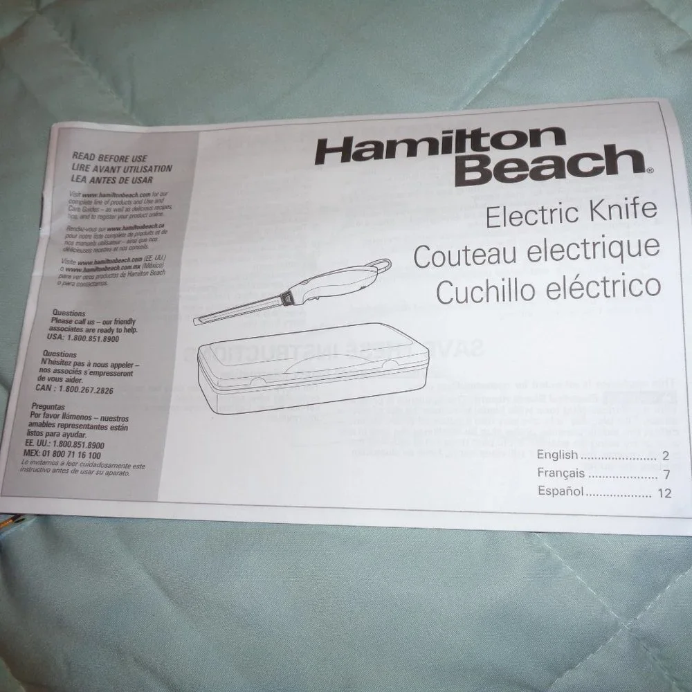 HAMILTON Beach Classic Chrome Electric Knife With Case
